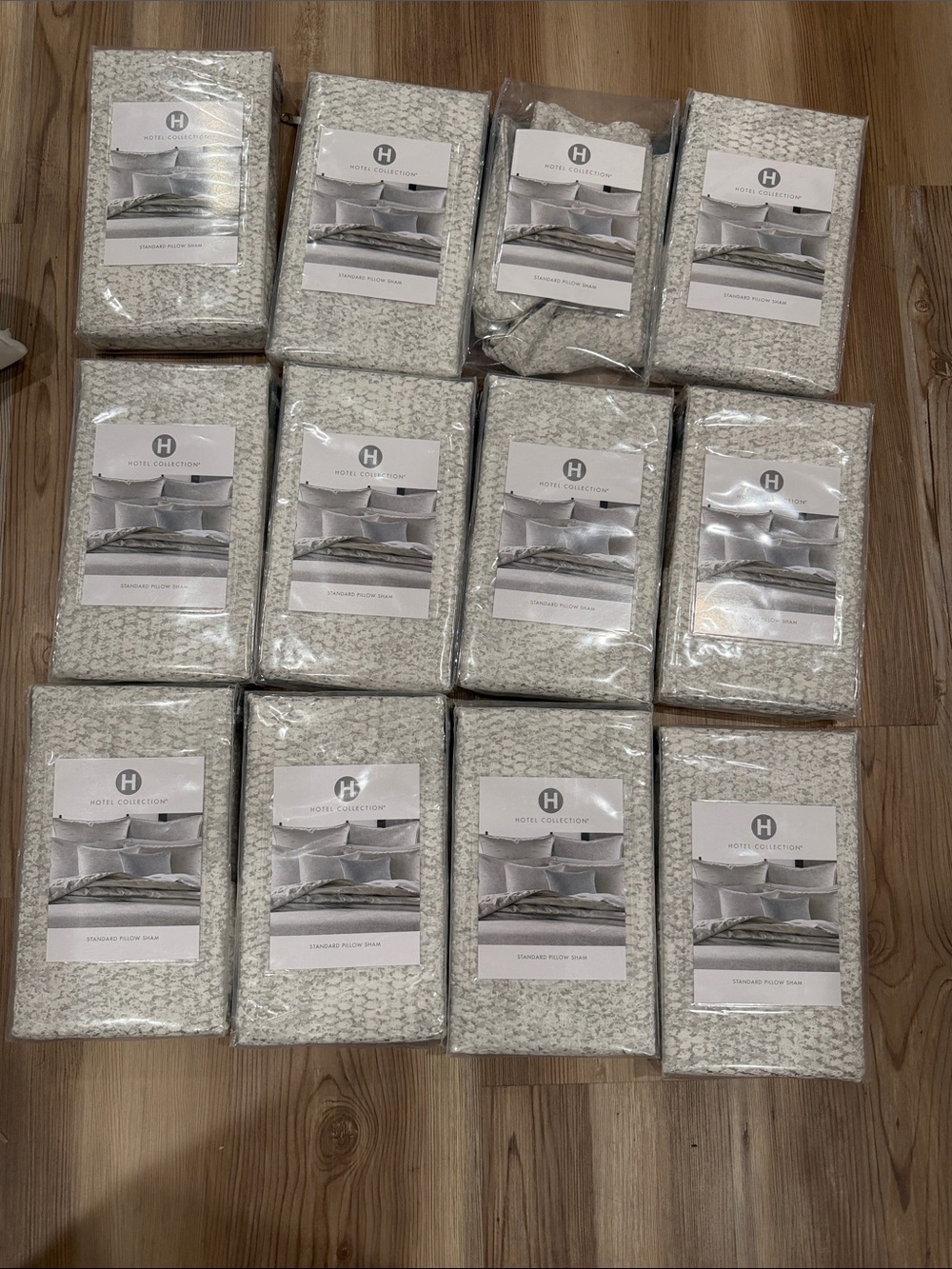 Hotel Collection Neutral Textured Pillow Shams - Gray and Cream 12 pack new